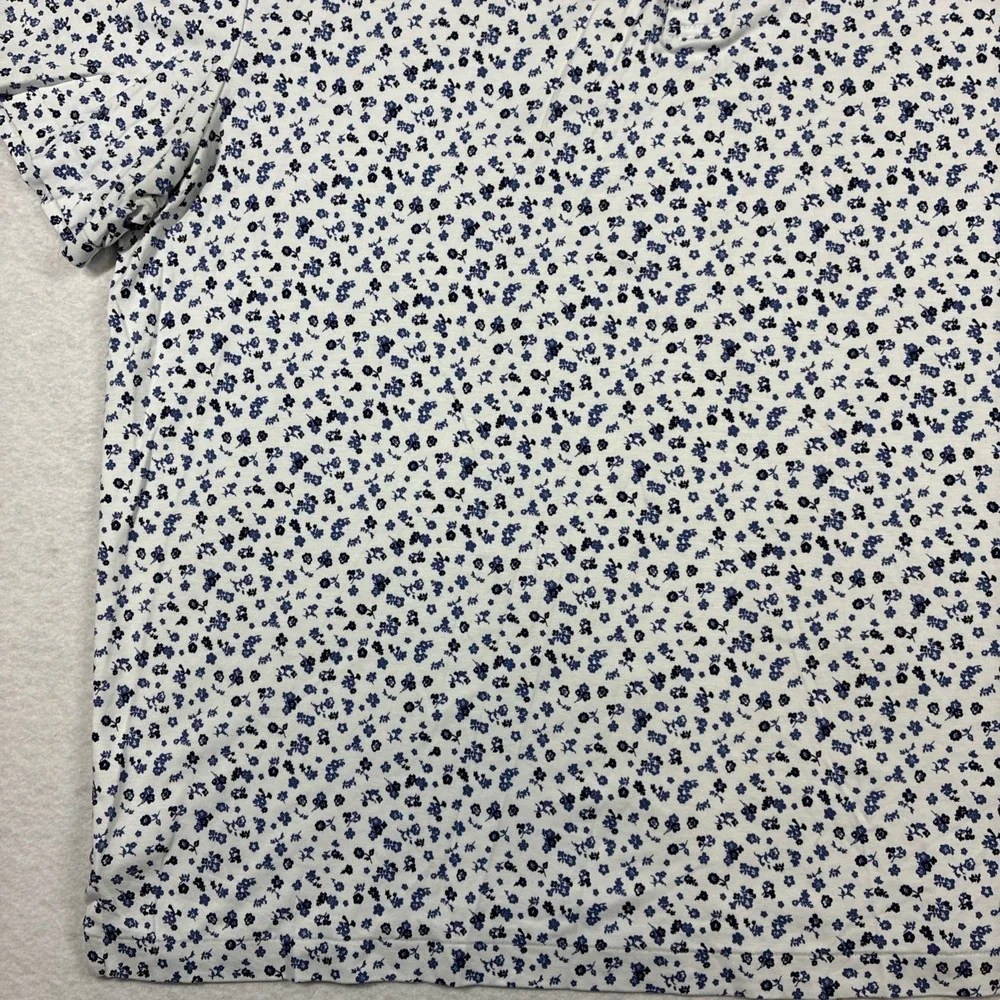 Polo Ralph Lauren Polo Shirt White Blue Floral Print Preppy Men 2XB Big Cotton
